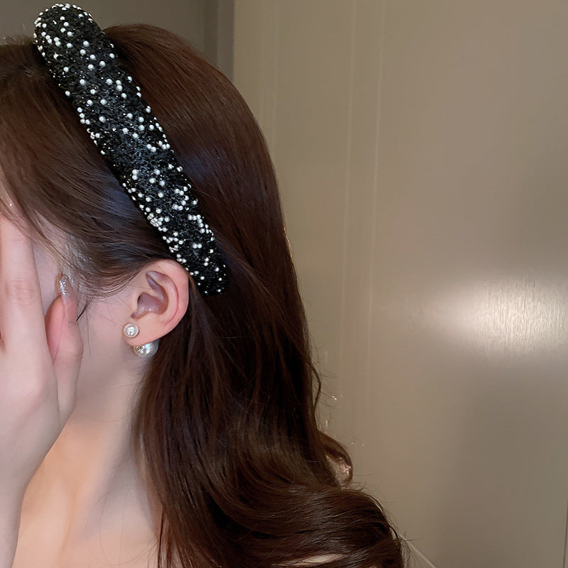 Luxury Inlaid Rhinestone HairBands for Women Korean Fashion Hair Pressure Headband Small Pearl Wedding Hair Jewelry