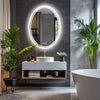 LUVODI Luxury Oval Bathroom LED Mirror Backlit LED Bathroom Wall Mirror with Demister for Home Hotel Salon Beauty Decorative
