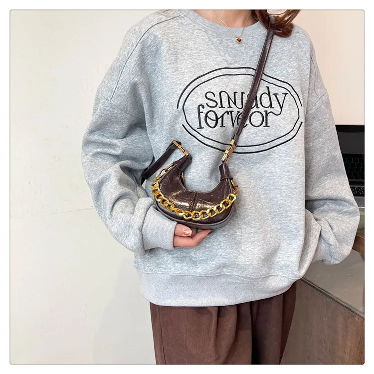 2024 Autumn Winter Mini Crossbody Bags For Women Luxury Half Moon Handbags For Ladies Purse Handle Bags Female Small Bag