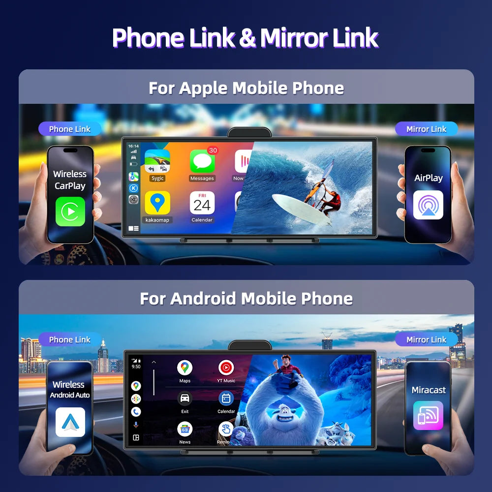 New Imagebon 11.4″ H70 Pro 4K ADAS QLED In-cell Display Car DVR Wireless CarPlay & Android Auto Night Vision AUX FM Dash Camera