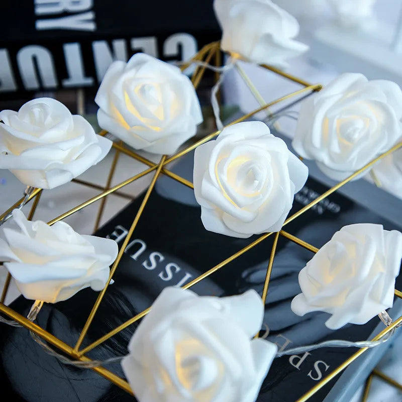 Rose LED Flower String Lights Garland Fairy Lights Romantic Lamp 3M 20LEDs For Wedding Valentines Day Christmas Party Decoration