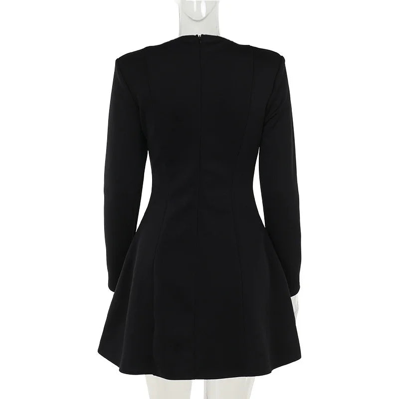 Sexy Fitted V-Neck Long-Sleeve Dress Elegant Solid Color High-Waist Pencil Skirt New Stylish Autumn/Winter Women's Banquet Dress