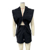 HLJ High-quality Fashion Denim Rompers Women Lapel Sleeveless Hollow Button One Piece Jumpsuits Female Streetwear Overalls New