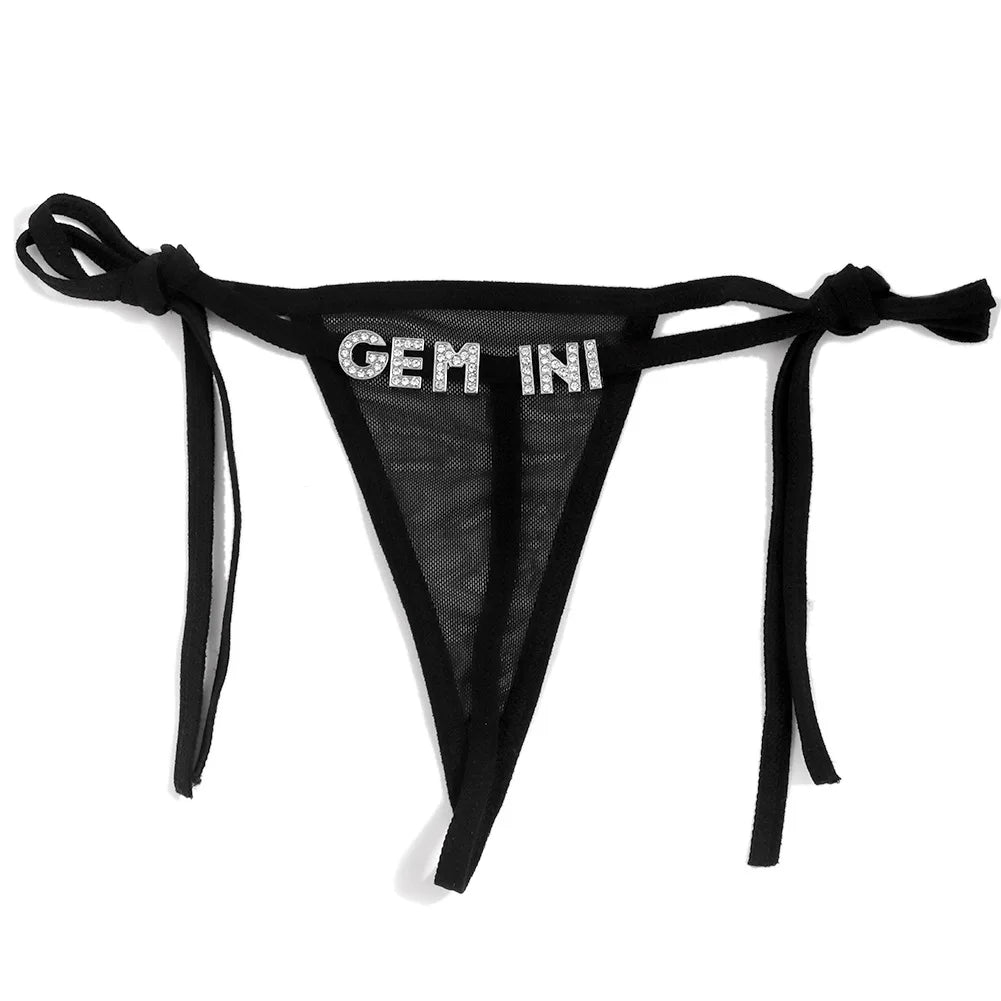 Sexy Custom Thong Name Crystal Letter Underwear Bikini Personalized Customized tangas G-string Girl friend Wife Birthday Gift
