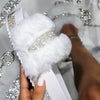 Women Fur Rhinestone Slippers Platform Wedges Without Heel Fluffy Furry Slides Flat Flip Flops Shoes Ladies Shiny Bling