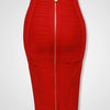 16 Colors Sexy Solid Zipper Orange Blue Black Red Bandage Skirt Women Elastic Bodycon Summer XL XXL Pencil Skirts 58cm