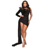 Temperament Women's Dresses Sexy Single Shoulder Feather Patchwork Long Straps Mini Dress Chic Solid Bodycon Party Dress Outfits
