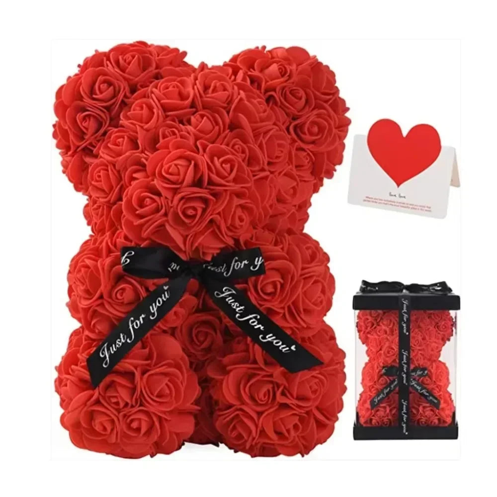 Artificial Flower Eternal Rose Teddy Bear for  Birthday Anniversary Gifts & Decor Miniatures A for my girlfriend Valentine's Day