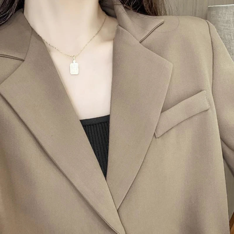Cropped Blazers for Women 2024 New Korean Fashion Long Sleeve Button Up Suit Jacket Woman Elegant All Match Office Blazer Female