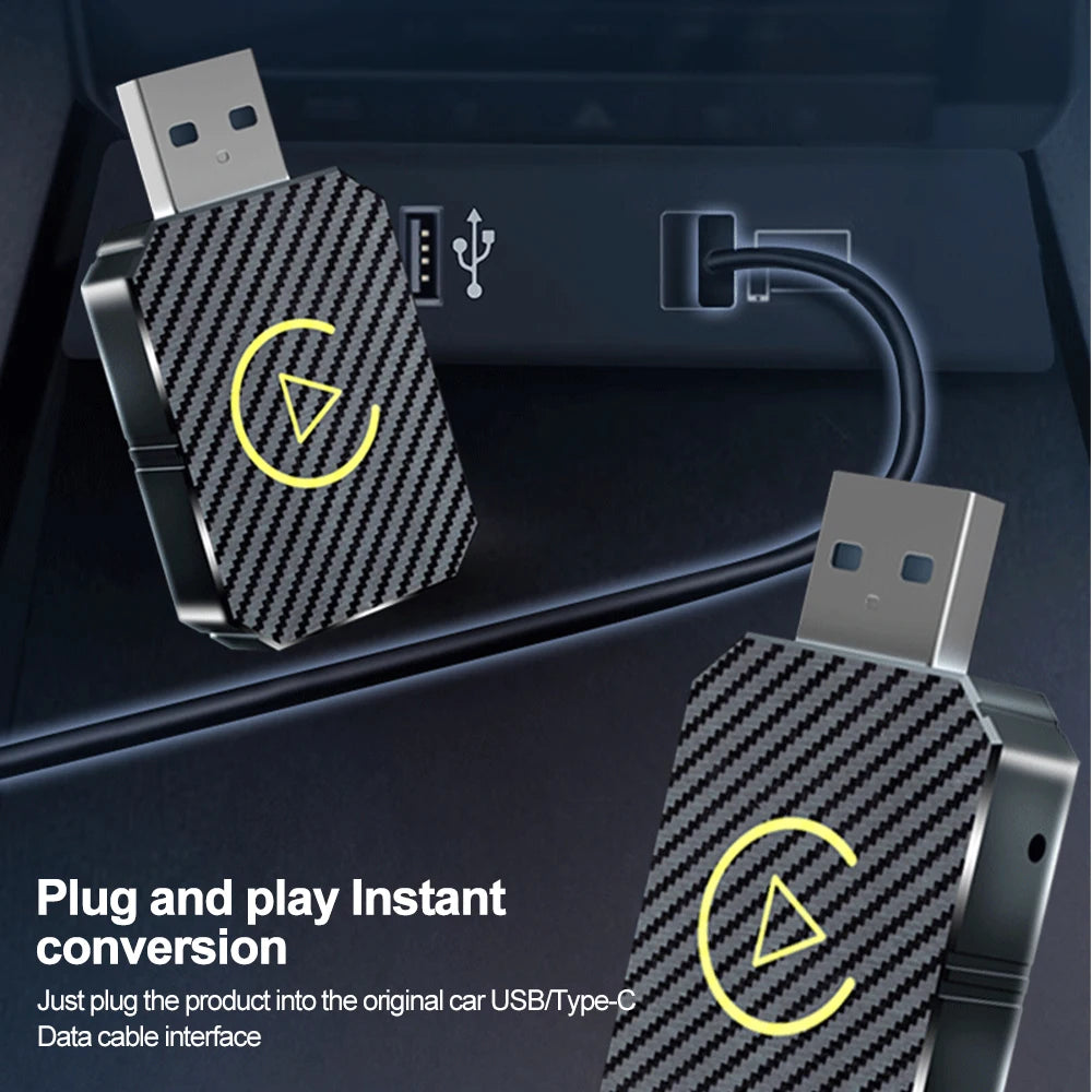 2 in 1 Wireless CarPlay Adapter & Android Auto Wireless Adapter, Type-C/USB Plug & Play Carplay Wireless Adapter Auto Connect