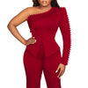 White 2 Piece Sets Women Outifits Autumn Slanted Shoulder Nail Bead Top Pants Two-piece Party Lady Matching Sets OL Fashion Suit