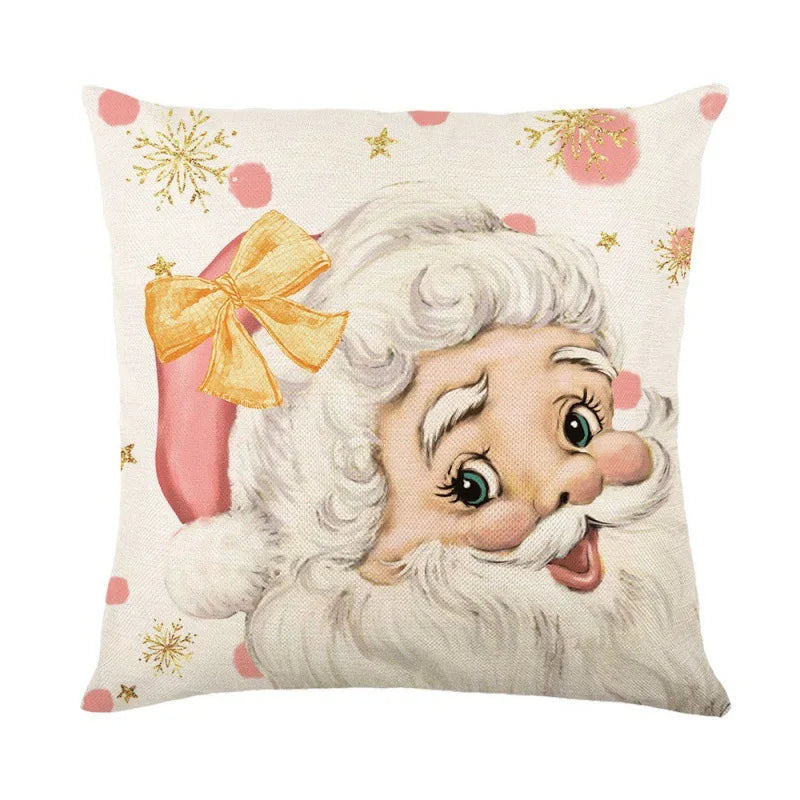 Linen Christmas Pillow Cover Snowman Elk Pillow Case 2024 Christmas Decoration for Home New Year Sofa Car Cushion Cover 45x45cm