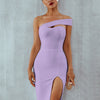 Seamyla 2023 Bandage Dress Sexy White Black Red One Shoulder Bodycon Summer Sleeveless Dress For Women New Celebrity Party Dress