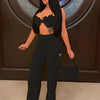 2022 Summer Women 2 Piece Set Floral Bra Tops and High Side Split Lace Up Wide Leg Pants Set Sweatsuit Tracksuit Outfits