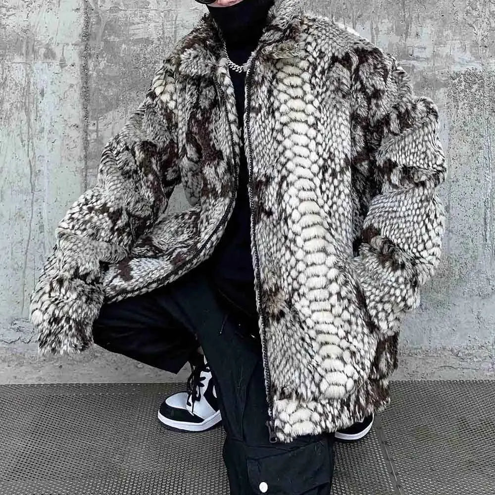 New Autumn And Winter Men's Long-Sleeved Fur Jacket American Retro Fashion Trend High Street Loose Casual Niche Men's Tops 2025