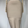 Women Sexy Long Sleeve Mesh Pearl Top Celebrity Midi Women Bandage Set 2025 Designer Evening Party Luxury Birthday Two Piece Set