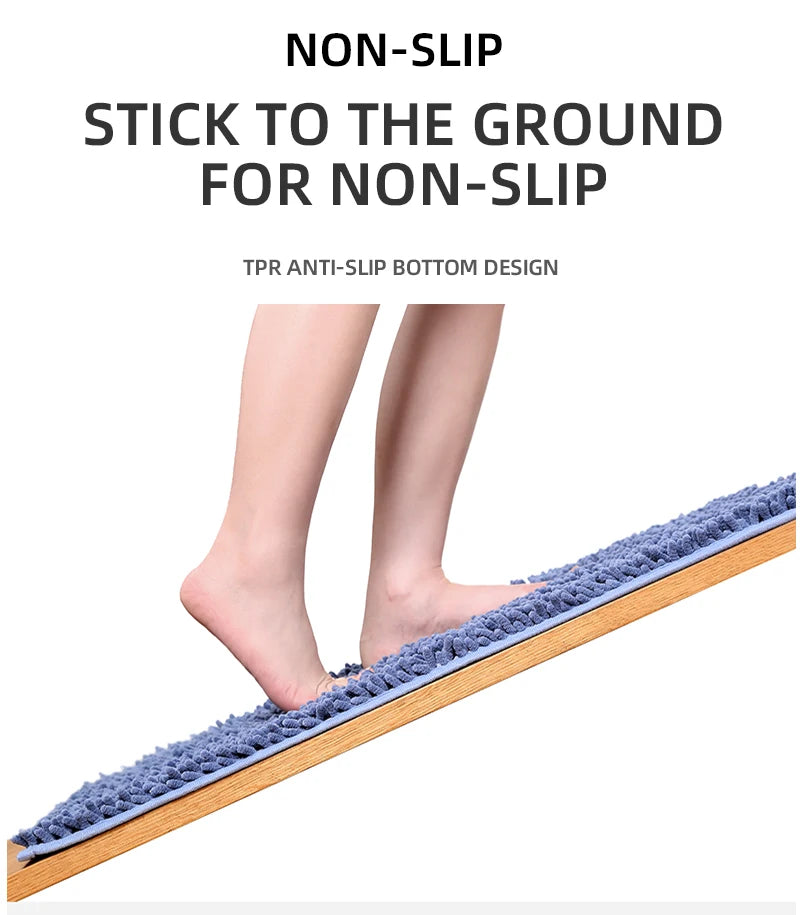3-piece bathroom chenille floor mat, absorbent anti slip bathroom carpet, bathroom U-shaped foot mat, toilet lid, TPR anti slip