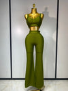 Women Sexy Bandage Crop Top Pant Set Evening Party Club Luxury Birthday High Street Fashion Elegant Luxury Birthday Outfit ﻿