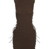 Kliou Stunning Stacked Mini Dress Women Sexy Solid Mock Neck Sleeveless Draw String Bodycon Party Clubwear Elegant Female Skirt