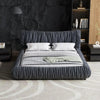 King Size Upholstered Platform Bed with Oversized Padded Backrest Headboard, Luxury Soft Cloud Bed Frame for Bedroom