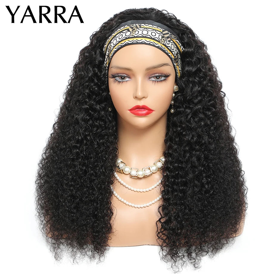 Brazilian Kinky Curly Headband Wig Human Hair 8-30 Inch Remy Kinky Curly Human Hair Wigs For Women 180% Density Full Machine Wig