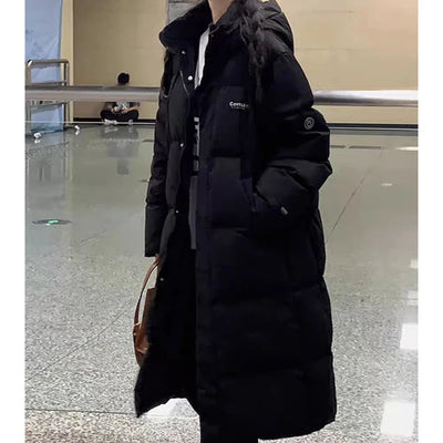 EVNISI Women Zipper Up Pockets Down Coat oversize Loose Coat Turtleneck Thicken Long Coat Women Casual Parkas 2024 Autumn Winter