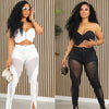 Fashion Women's Set Tunic Crop Top and Flare Slit Hem Mesh Patchwork Pants 2024 Street Two 2 Piece Sets Outfit Tracksuit