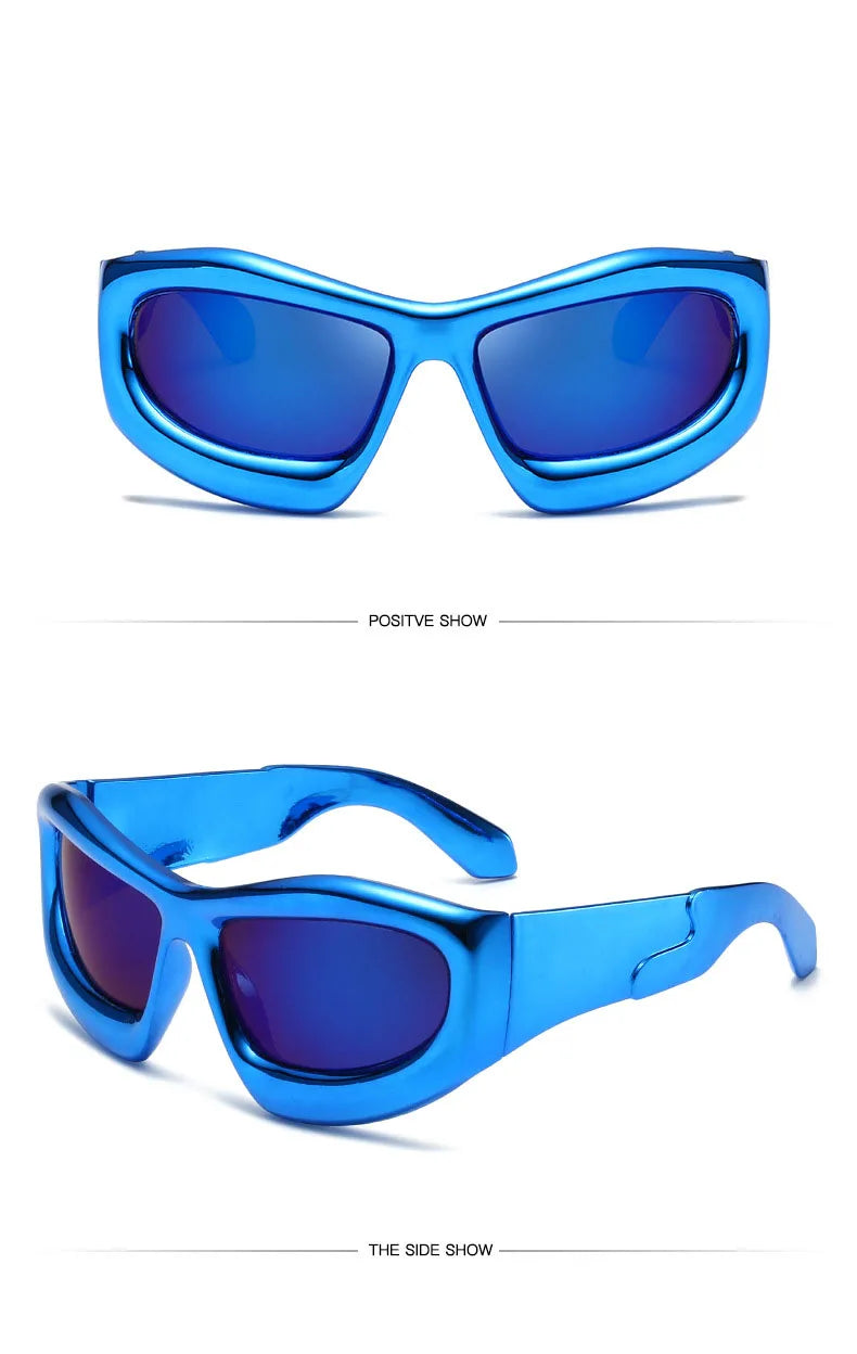 Cool Exaggerated Glasses Future Science And Technology Sense Skiing Big Frame Sunglasses Dazzling Men And Womean