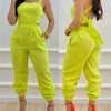 New Summer Fashion Printed Sleeveless Jumpsuit Sexy Hollow Backless Lace Up Long Jumpsuits Elegant Casual Jumpsuit With Pocket