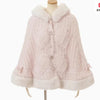 Japanese Liz Sweet Princess Faux Rabbit Fur Cape Coat Women Autumn Winter Fur Jacket Loose Clock Rhinestone Bow Hooded Coat