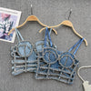 Streetwear Diamonds Denim Vest Female Bra Sleeveless Backless Sexy Summer Tank Tops For Women Camisole y2k Crop Top 2025