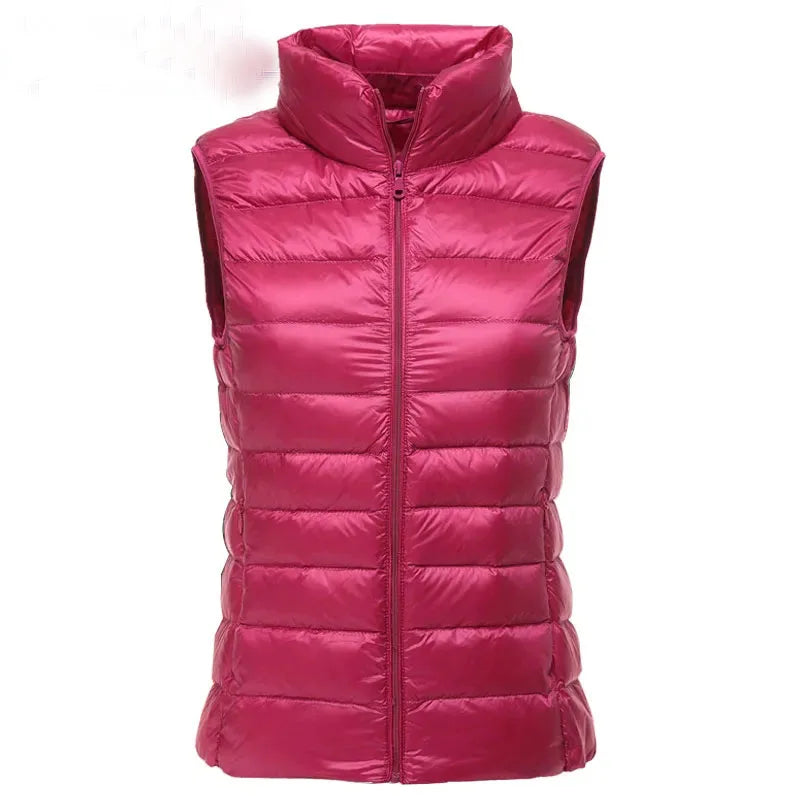 New 2024 Women Women Ultra Light Down Vests Slim Sleeveless Jacket Portable Girl Lightweight Windproof Waistcoat