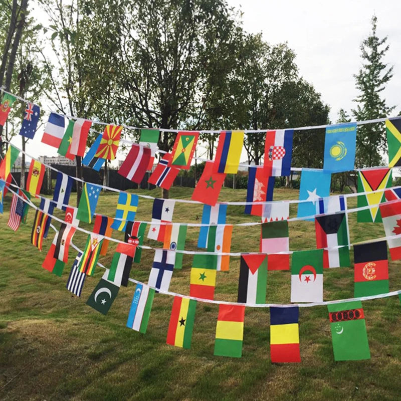 2026 14x21cm   48pcs  Country Flag NEW Football  Countries Flag Bunting National String Banner Event Garlands decoration