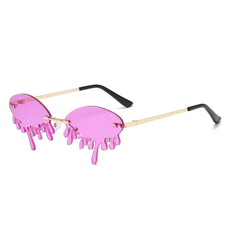New personalised rimless sunglasses male Europe and the United States prom weird trend of irregular tears sunglasses female