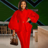 Plus Size Women African Clothes 2 Piece Set Danshiki Wedding Party Suits Ankara Trousers Puff Sleeve South Africa Outfits