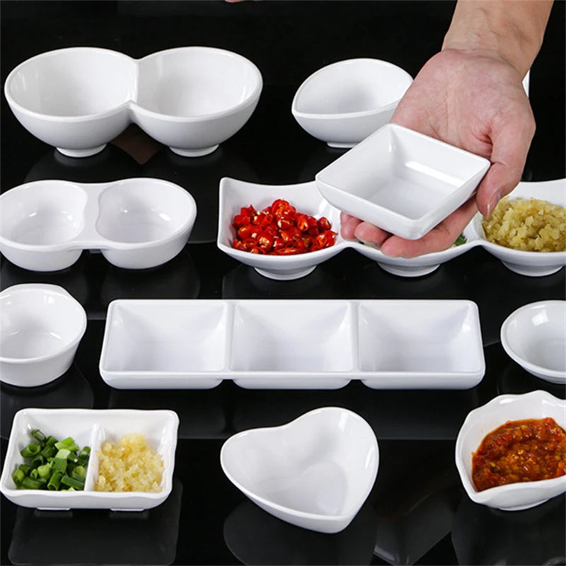 White Melamine Dipping Saucer Soy Vinegar Saucer Japanese Tableware Kitchen Seasoning Dish Scallion Garlic Plate for Restaurant