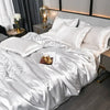 Nordic Satin Silk Bedding Set with Duvet Cover Bed Sheet Pillowcases Luxury Solid Single Double Couple Pillow Case Bedsheet