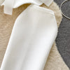 Women Vintage Two Pieces Skirt Sets Women Long Sleeve Sexy Slash Neck Bandage Ruffle Blouse Top and High Waist  Hip Wrap Skirt