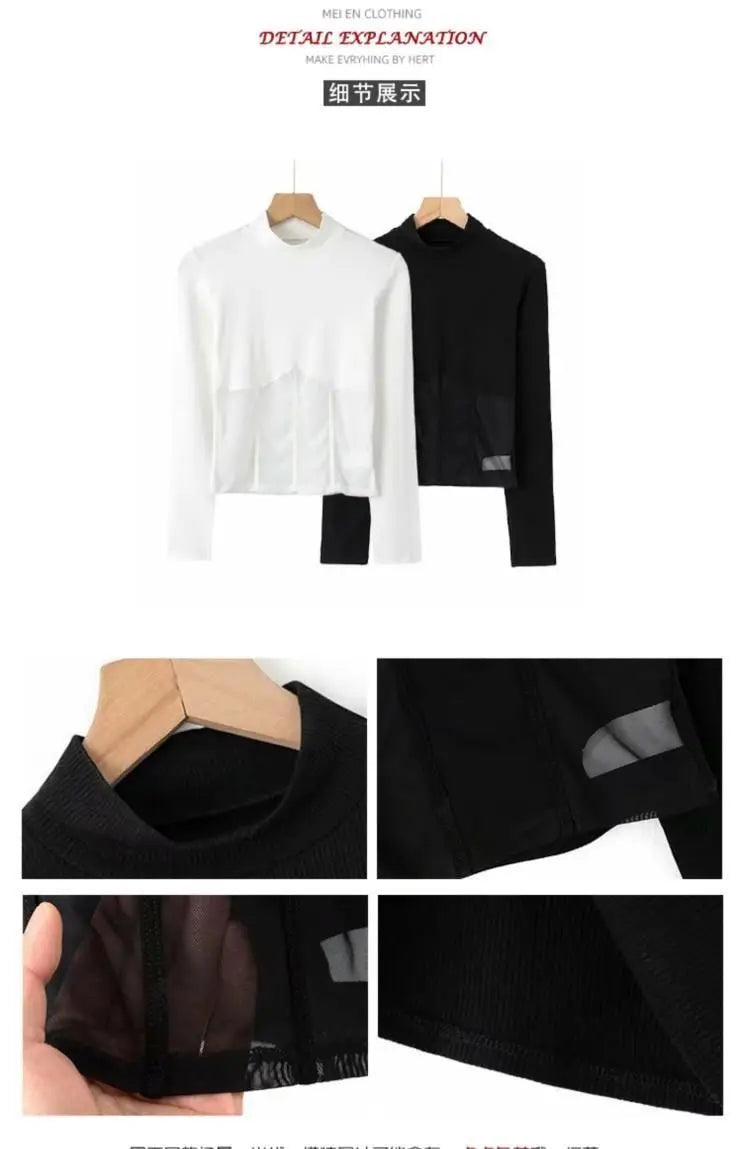 Summer Women T Shirt Girls T-Shirt Woman Clothes Long Sleeve Tops Spring Black Slim Tshirt Female Crop Top Tee Sexy Skinny Y2k