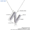 MHS.SUN High Quality Bubble Initial Necklace Letter A-Z Silver Color Zircon 26 Initial Balloon Pendant For Women Men Jewelry