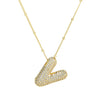 Cubic Zirconia Gold Plated  Bubble Alphabet Letter Necklace Monogram Necklace Balloon Initial Necklace Gifts for Women Girls