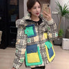 2023 European Station Winter New Down Jacket Women's Warm Fashion Short Color Patchwork Graffiti thick White Duck Down Coa
