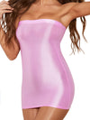 Sexy women Gloss Dress smooth Shining Tight Sleeping clothes skirts  transparent Short skirt