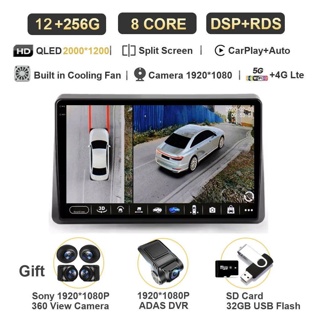 Android 14 Carplay Auto For Renault Master 2019 2020 2021 2022 Car Radio Navigation DVD Video Player 2 Din Stereo 360 Camera DSP