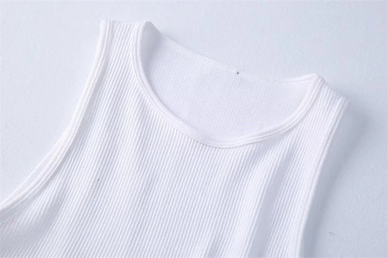High Street Sexy Hem Tassel Diamond Beading Knitting T Shirt Chic Short Camis Tank Lady Slim Crop Vest Tops