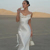 Sexy Ladies Lace Satin Dress Fashionable Elegant Backless Long Skirt 2025 New Party Evening Dress Dress Beach Vacation Style