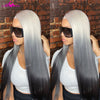 Ombre Grey Black 13x6 Lace Front Wigs Transparent Lace Straight Wigs 613 Colored Human Hair Wigs Remy Hair For Black Women