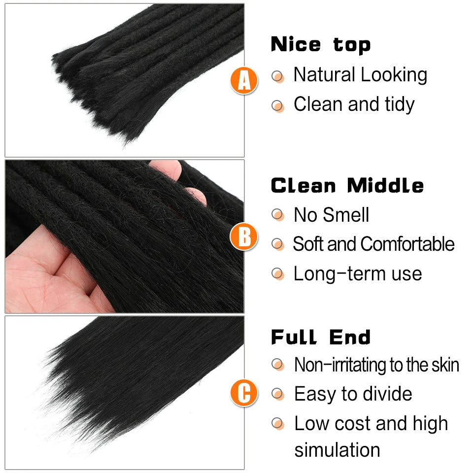 Synthetic Cheap Dreadlocks Hair Extensions For Women 18 Inch Full Hand-made Permanent Dread Loc Extension For Men 5 10 Strands