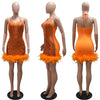 Elegant Luxury Sequins See Through Feather Mini Dress Celebrity Halter Backless Women‘s Sexy Birthday Party Nightclub Vestidos