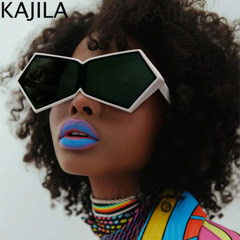 Oversized Square Punk One-piece Sunglasses Women 2024 Luxury Brand Big Frame Shield Sun Glasses For Ladies Wrap Eyewear Goggle